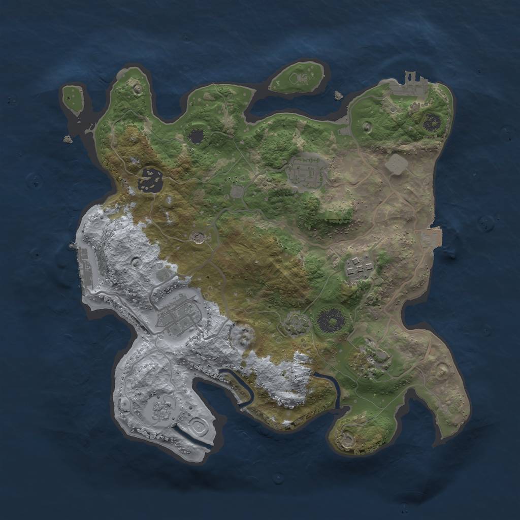 Rust Map: Procedural Map, Size: 3000, Seed: 937165, 13 Monuments