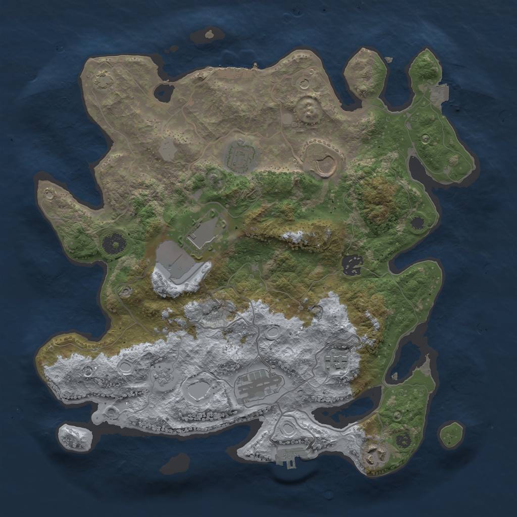 Rust Map: Procedural Map, Size: 3500, Seed: 465868609, 15 Monuments