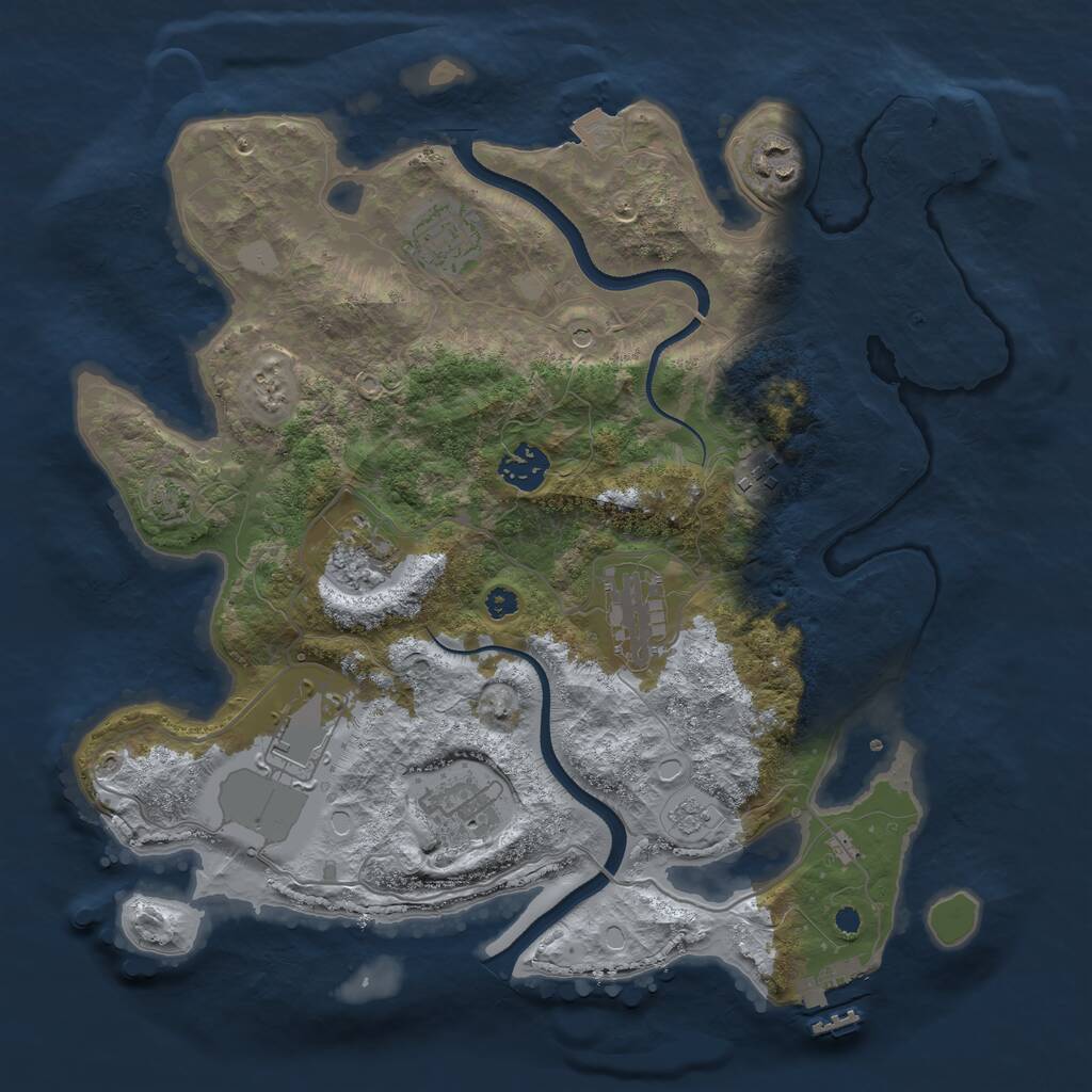 Rust Map: Procedural Map, Size: 3500, Seed: 465868609, 14 Monuments