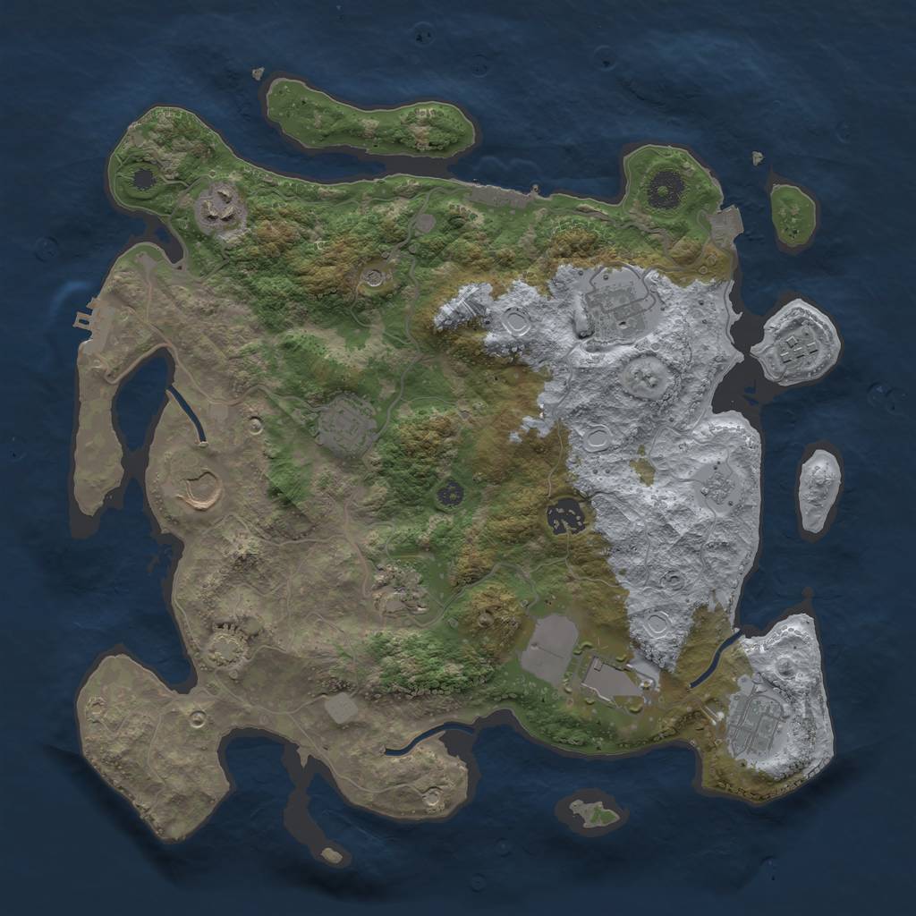 Rust Map: Procedural Map, Size: 3600, Seed: 83, 17 Monuments