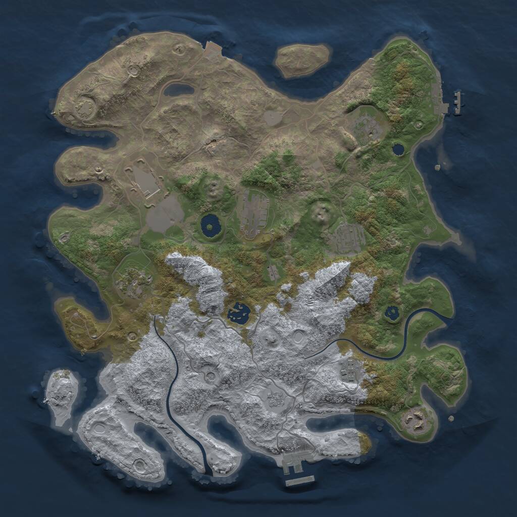 Rust Map: Procedural Map, Size: 3600, Seed: 22704, 14 Monuments
