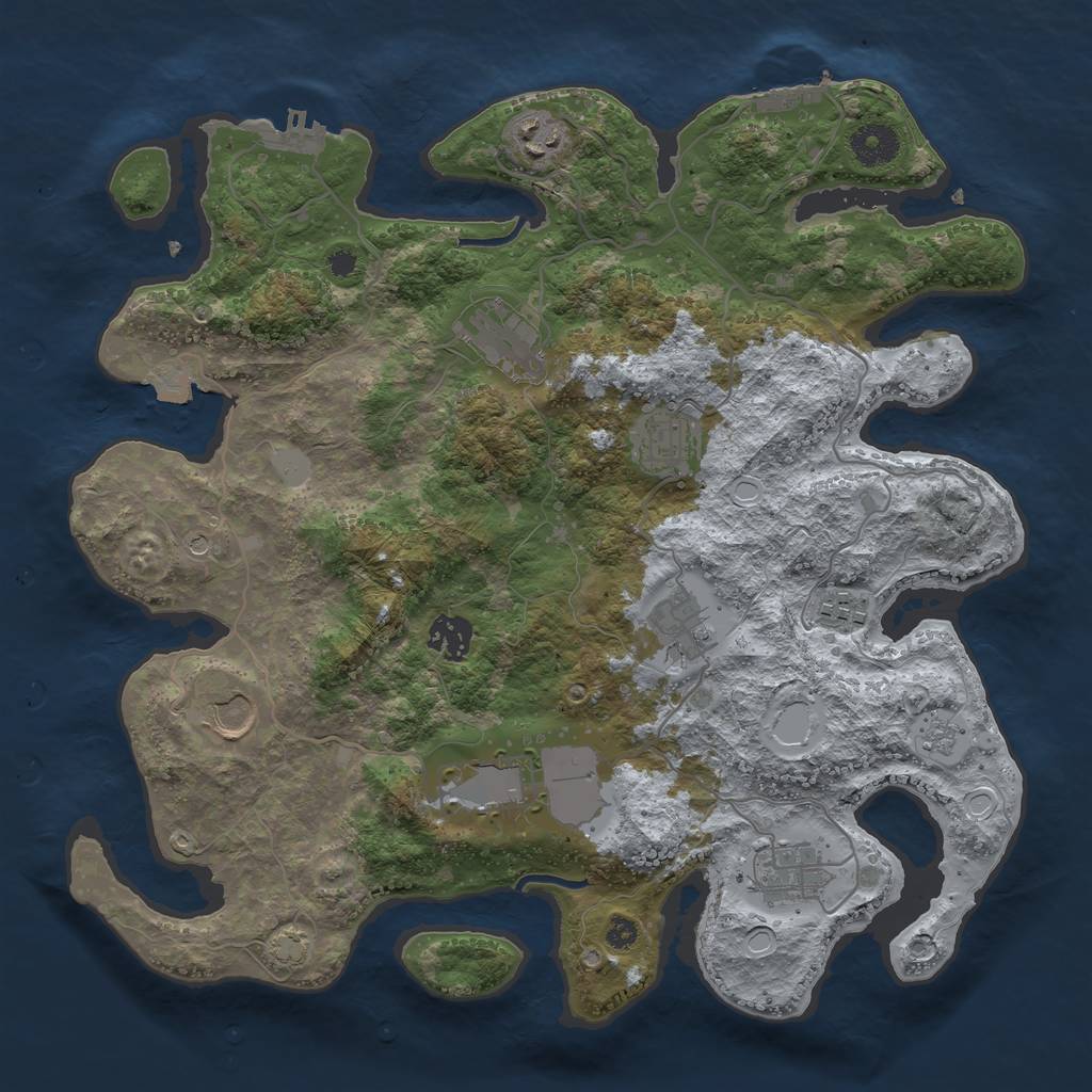 Rust Map: Procedural Map, Size: 3600, Seed: 12704, 17 Monuments