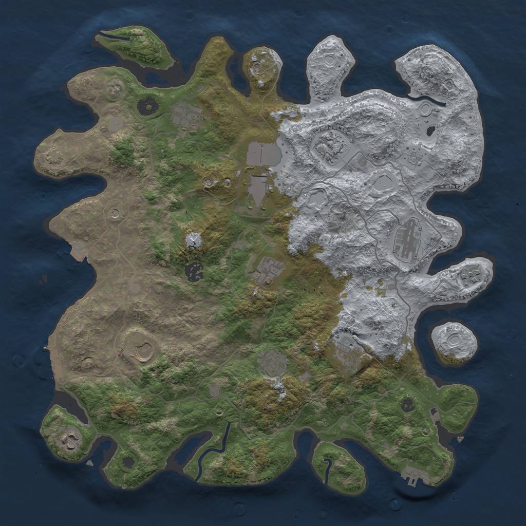 Rust Map: Procedural Map, Size: 4000, Seed: 2037384657, 19 Monuments