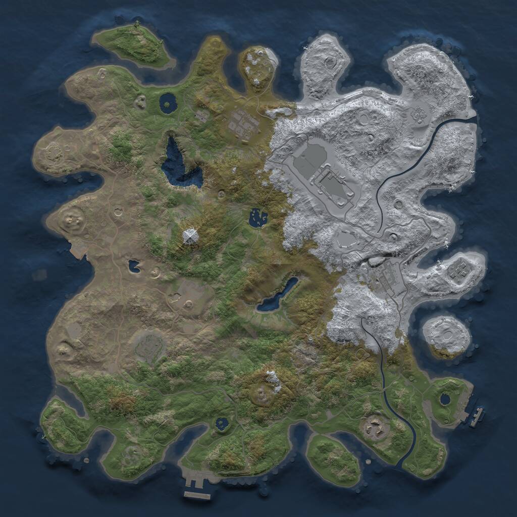 Rust Map: Procedural Map, Size: 4000, Seed: 2037384657, 14 Monuments
