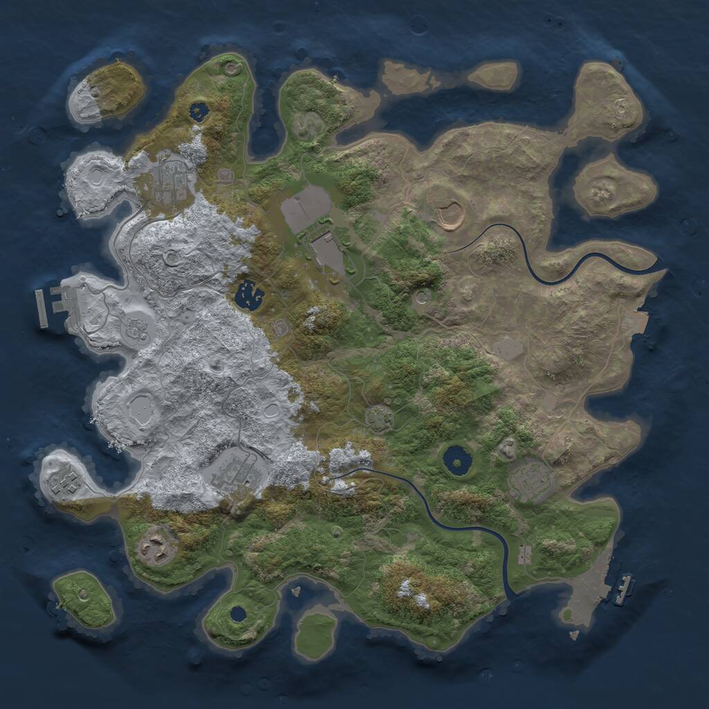 Rust Map: Procedural Map, Size: 3700, Seed: 8752236, 14 Monuments