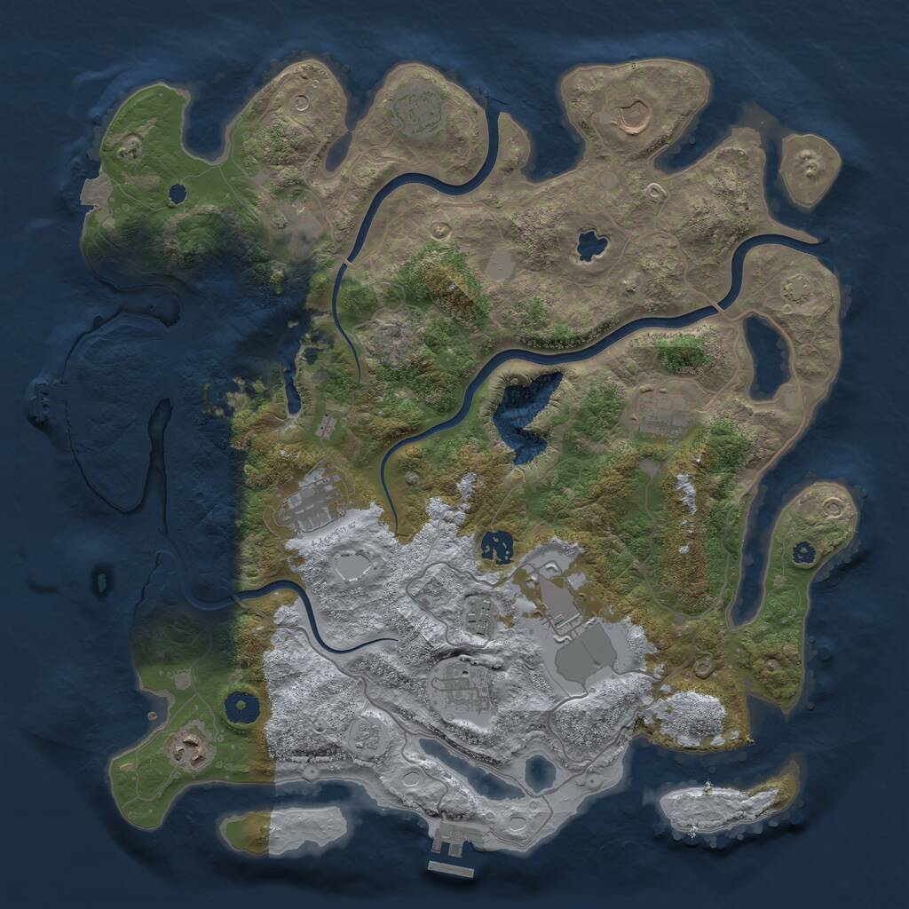 Rust Map: Procedural Map, Size: 4000, Seed: 666468545, 16 Monuments