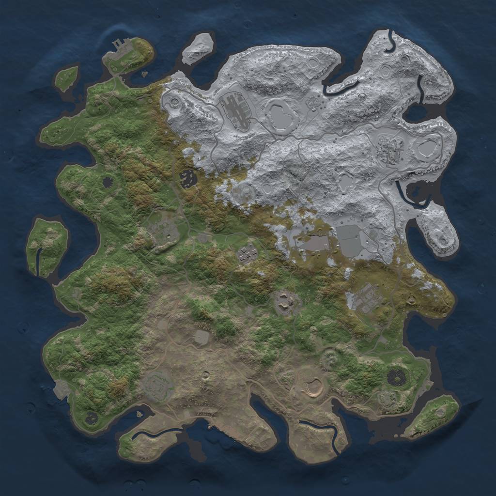 Rust Map: Procedural Map, Size: 4000, Seed: 2128796531, 18 Monuments