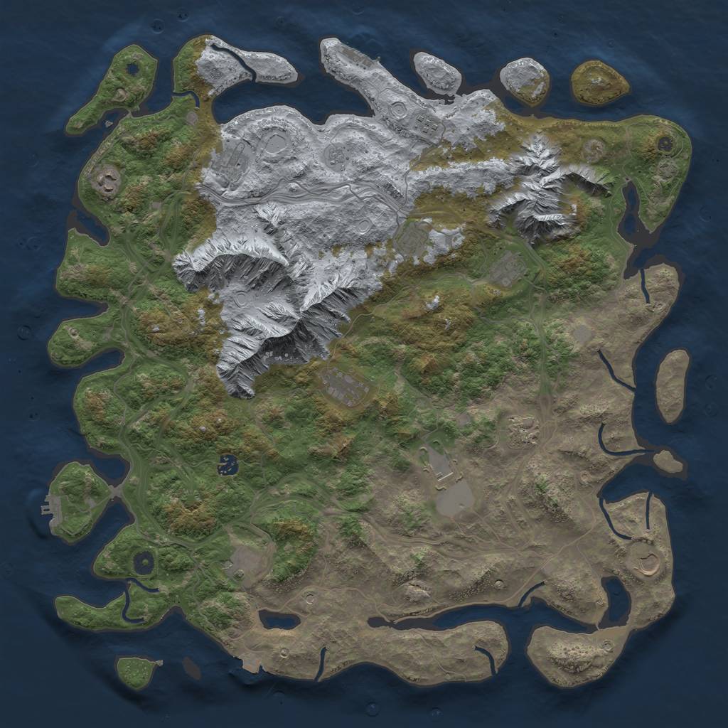 Rust Map: Procedural Map, Size: 5000, Seed: 1377068935, 19 Monuments