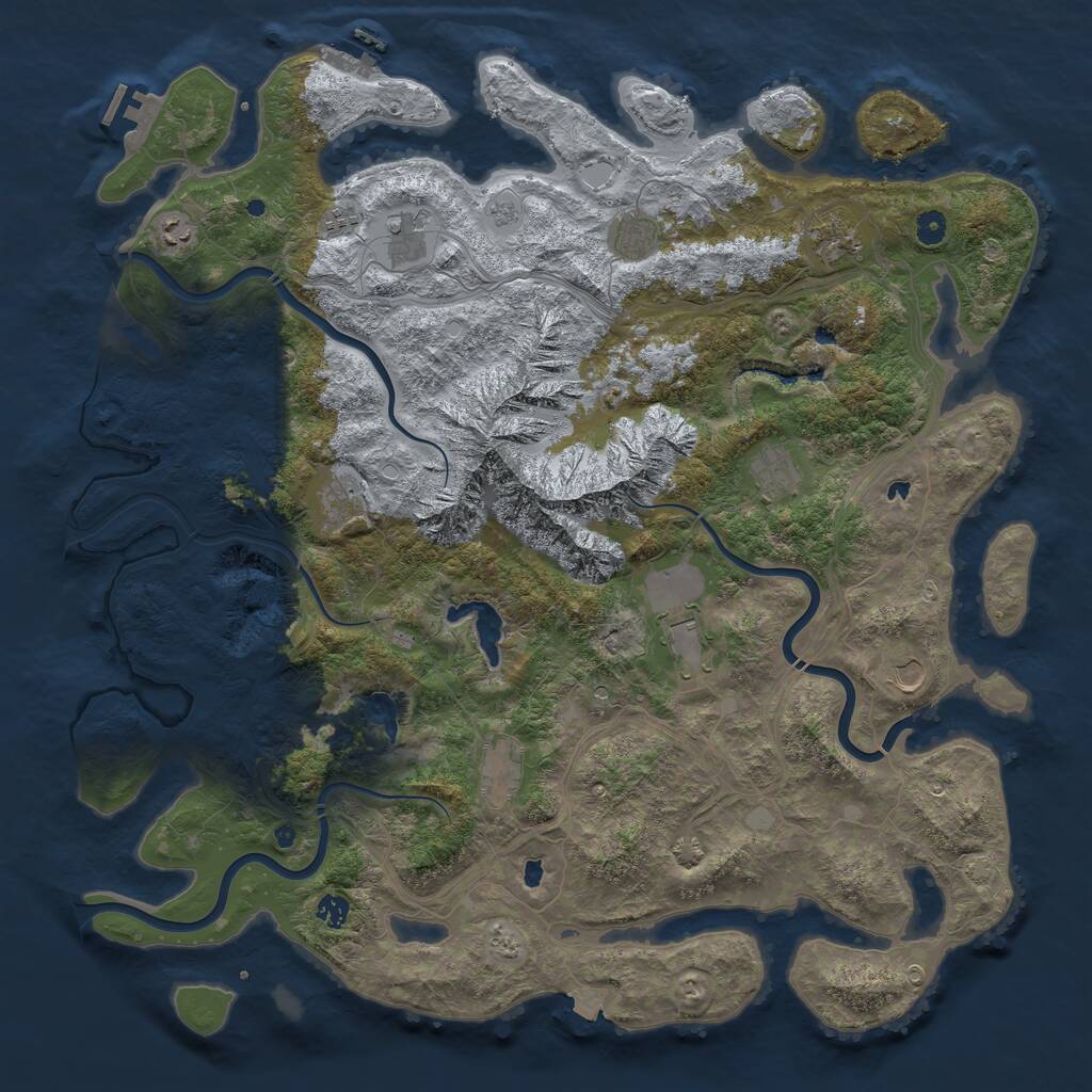 Rust Map: Procedural Map, Size: 5000, Seed: 1377068935, 17 Monuments