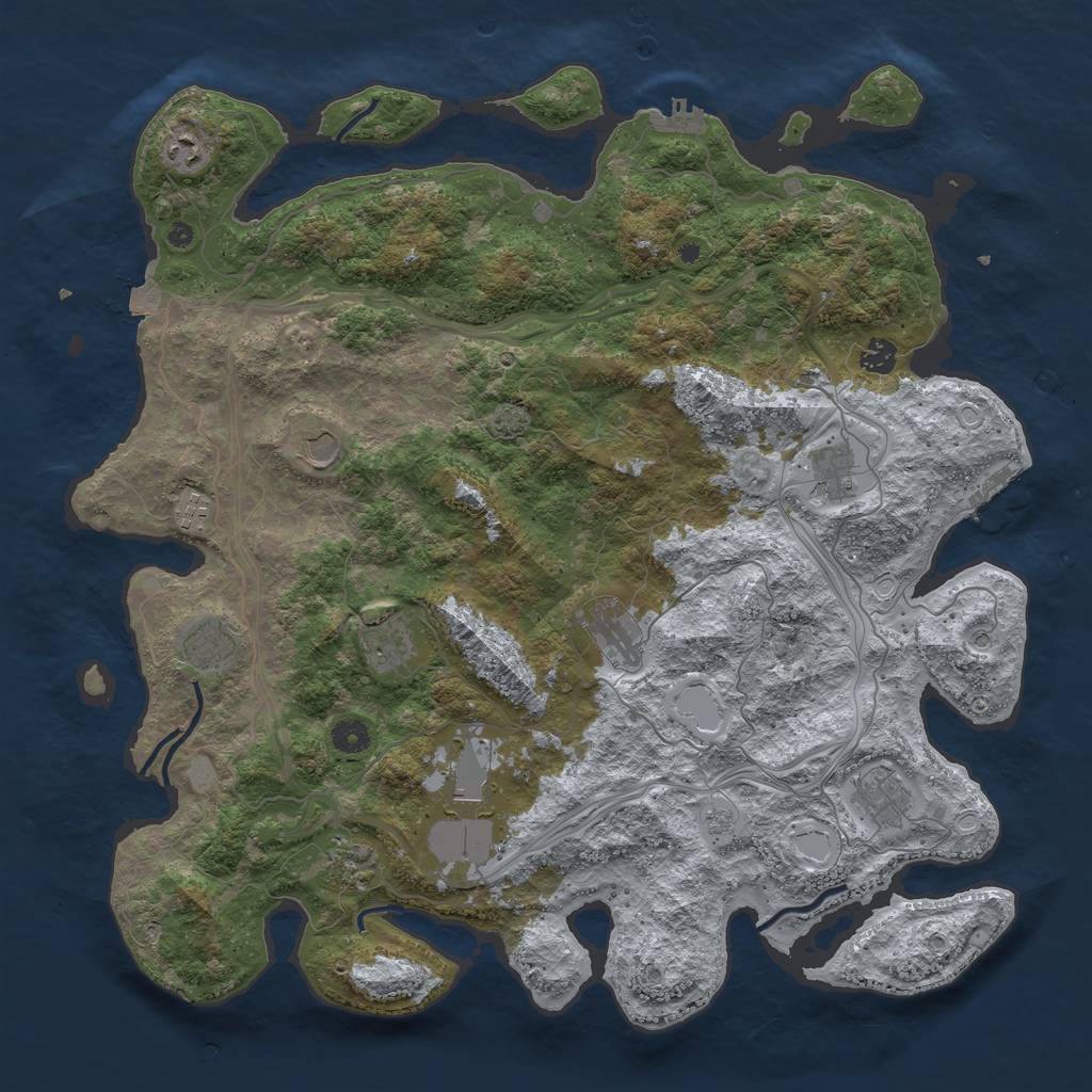 Rust Map: Procedural Map, Size: 4500, Seed: 1105849785, 19 Monuments