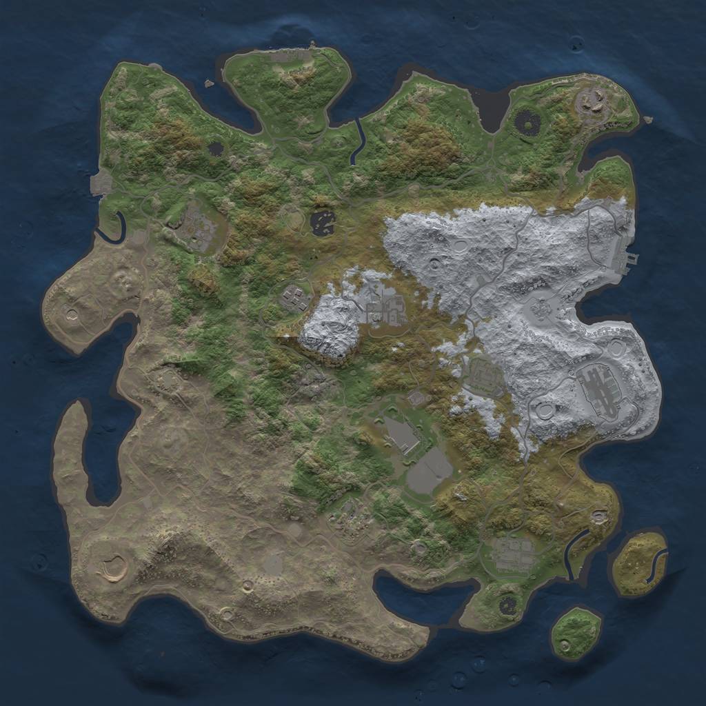 Rust Map: Procedural Map, Size: 4000, Seed: 82363394, 19 Monuments