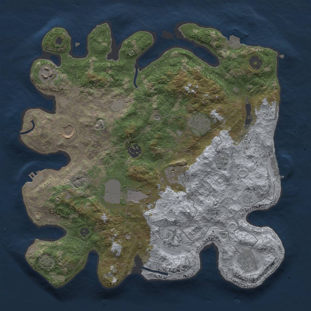 Rust Map: Procedural Map, Size: 3500, Seed: 970664538, 17 Monuments