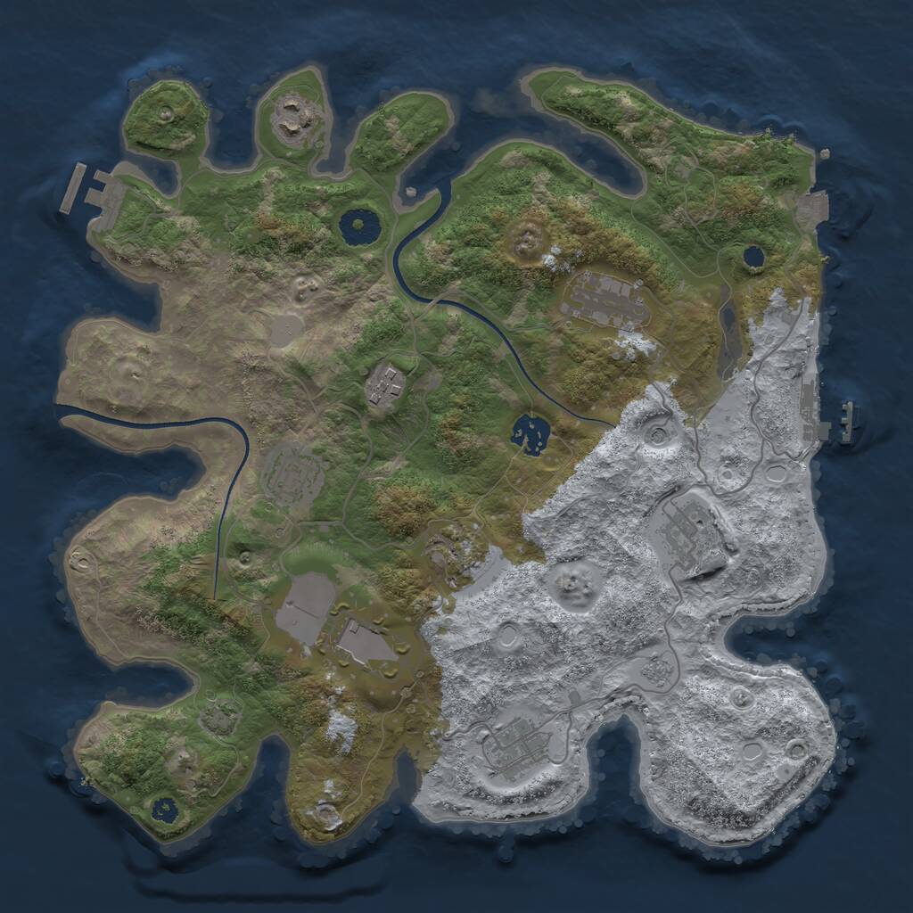 Rust Map: Procedural Map, Size: 3500, Seed: 970664538, 15 Monuments