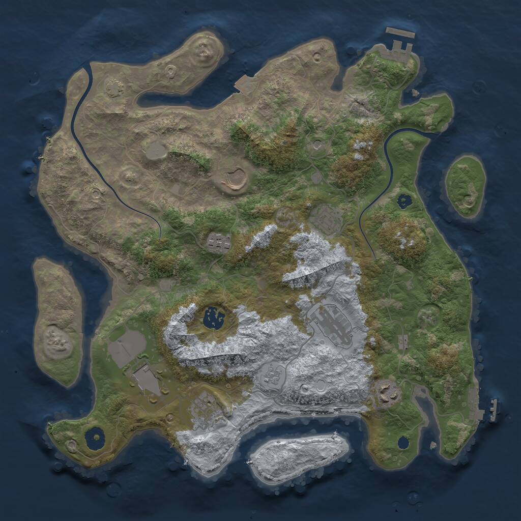 Rust Map: Procedural Map, Size: 3600, Seed: 1111716490, 14 Monuments