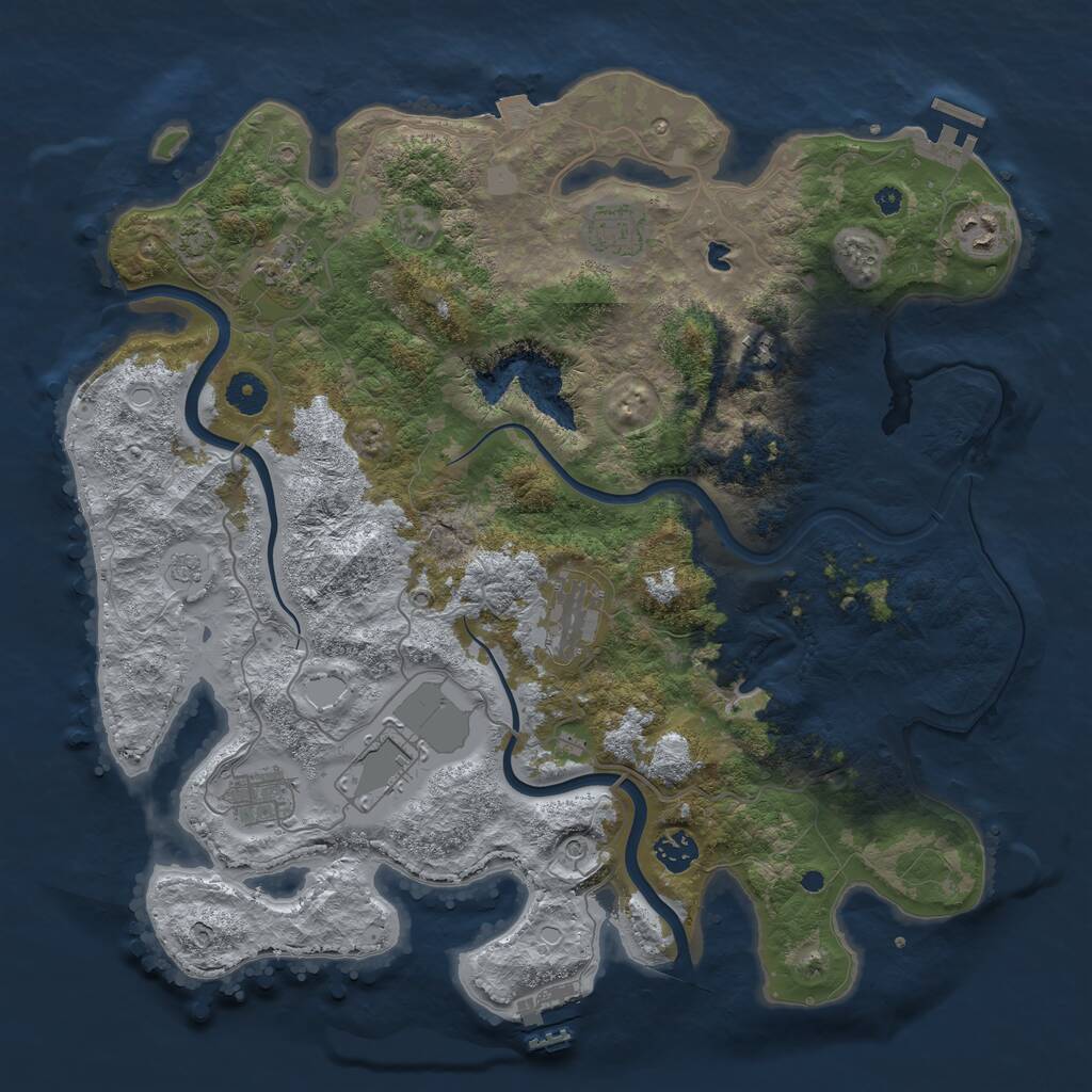 Rust Map: Procedural Map, Size: 4000, Seed: 1077151440, 14 Monuments