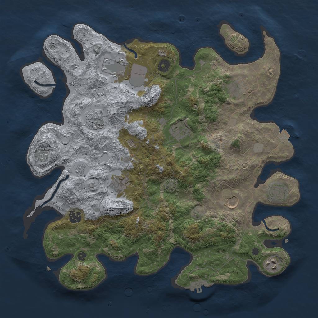 Rust Map: Procedural Map, Size: 3750, Seed: 1759887857, 17 Monuments