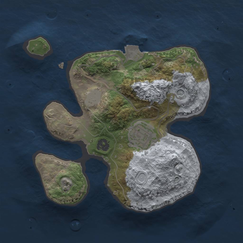 Rust Map: Procedural Map, Size: 2000, Seed: 1047732005, 5 Monuments