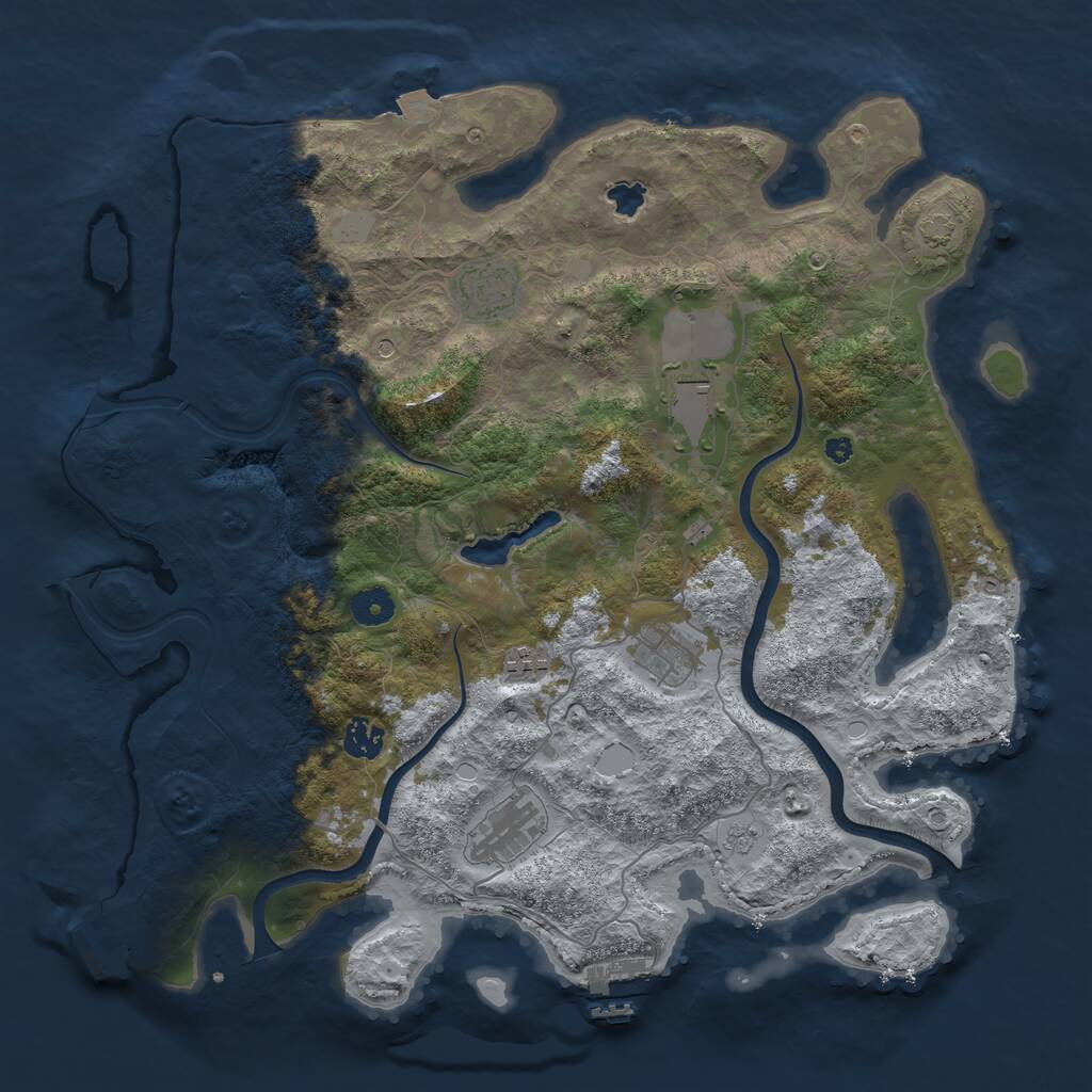 Rust Map: Procedural Map, Size: 4000, Seed: 4251984, 12 Monuments