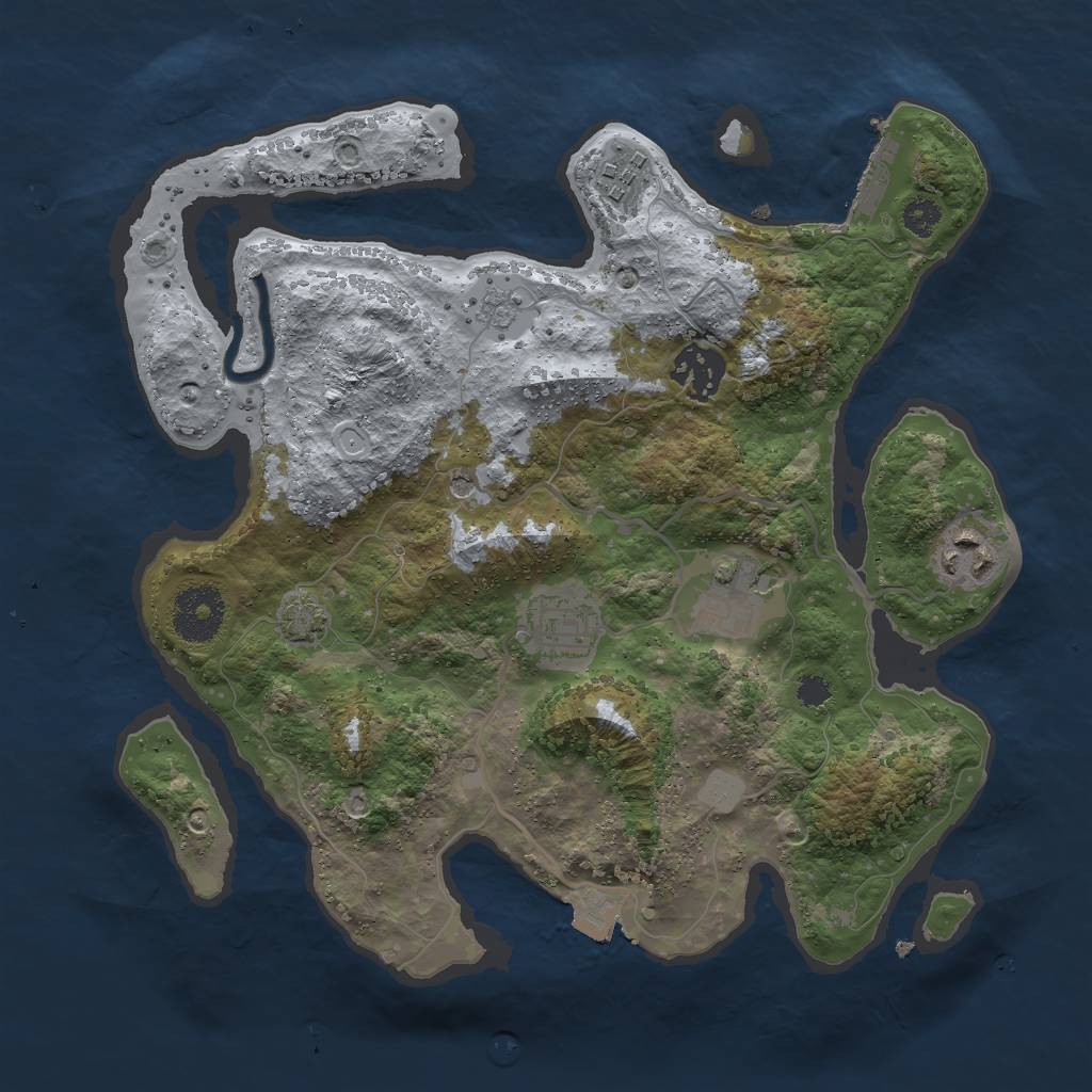 Rust Map: Procedural Map, Size: 3000, Seed: 25238, 12 Monuments