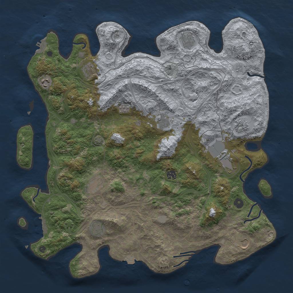 Rust Map: Procedural Map, Size: 4500, Seed: 1450330722, 19 Monuments