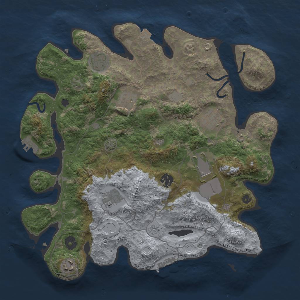 Rust Map: Procedural Map, Size: 3500, Seed: 1114581407, 15 Monuments
