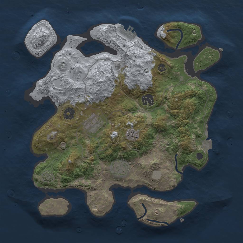 Rust Map: Procedural Map, Size: 3000, Seed: 954905, 11 Monuments