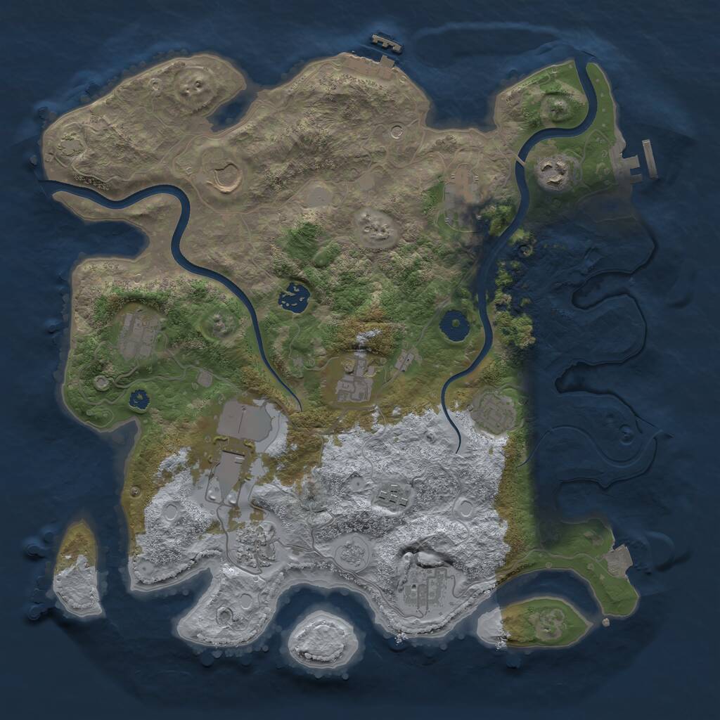 Rust Map: Procedural Map, Size: 3650, Seed: 1890941310, 17 Monuments