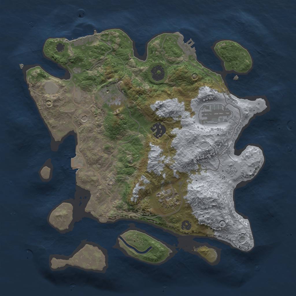 Rust Map: Procedural Map, Size: 3000, Seed: 9721, 11 Monuments