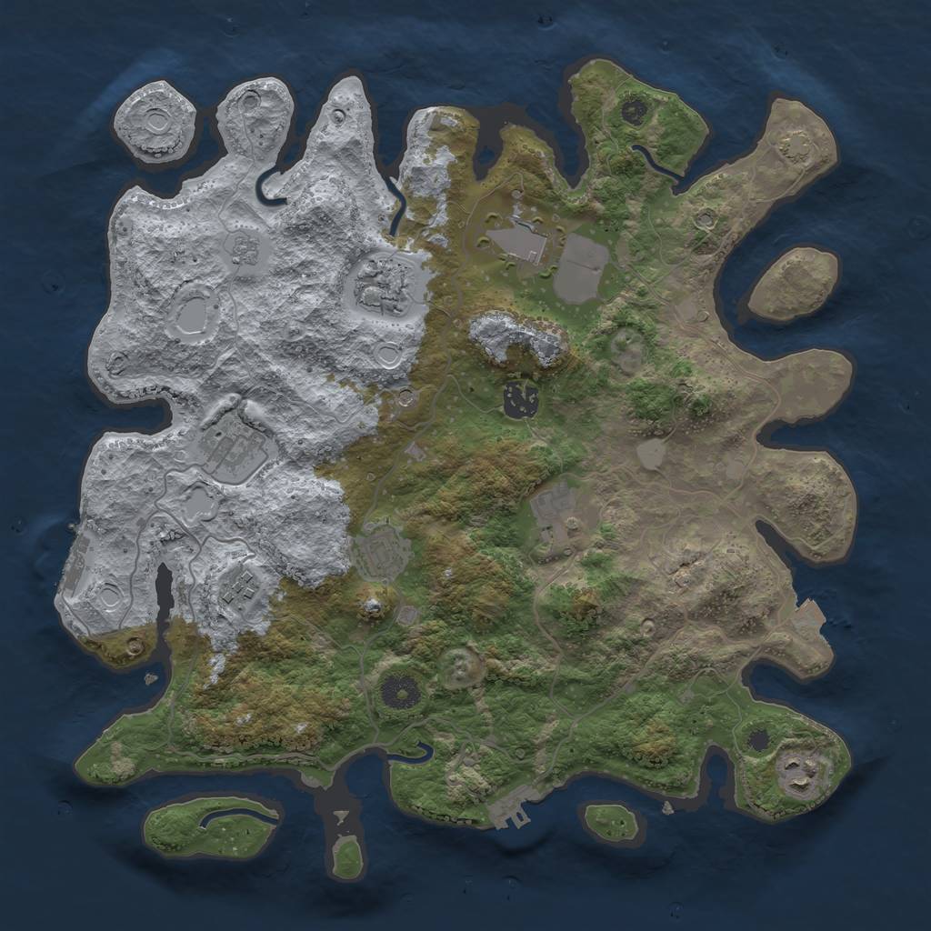 Rust Map: Procedural Map, Size: 3700, Seed: 27236013, 16 Monuments