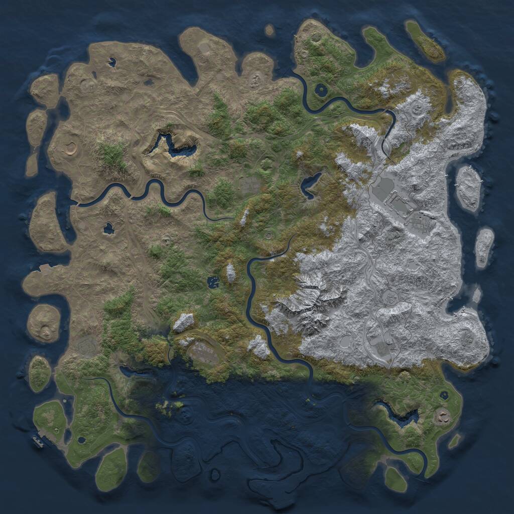 Rust Map: Procedural Map, Size: 6000, Seed: 182733, 17 Monuments