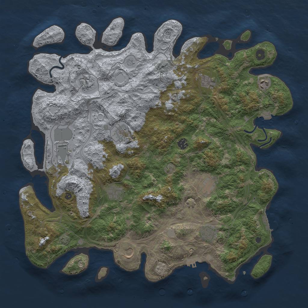 Rust Map: Procedural Map, Size: 4500, Seed: 9496515, 19 Monuments