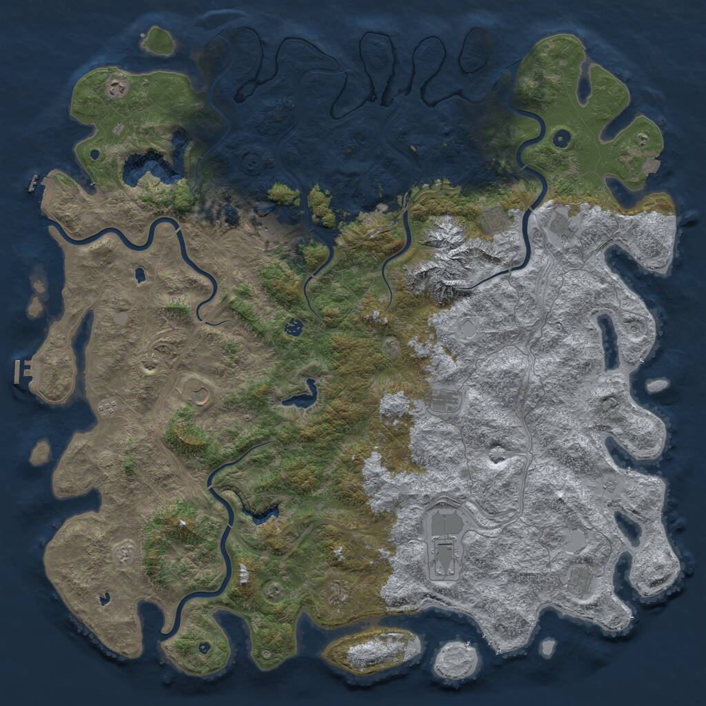 Rust Map: Procedural Map, Size: 6000, Seed: 1999999999, 17 Monuments