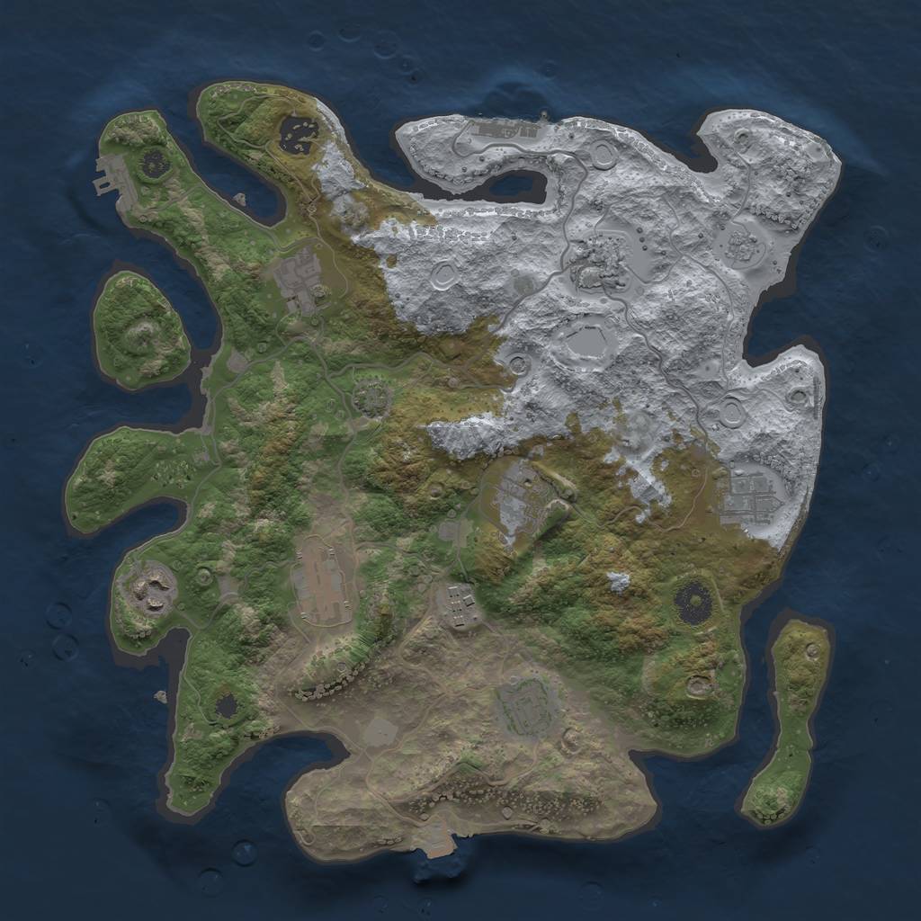 Rust Map: Procedural Map, Size: 3450, Seed: 78684037, 17 Monuments