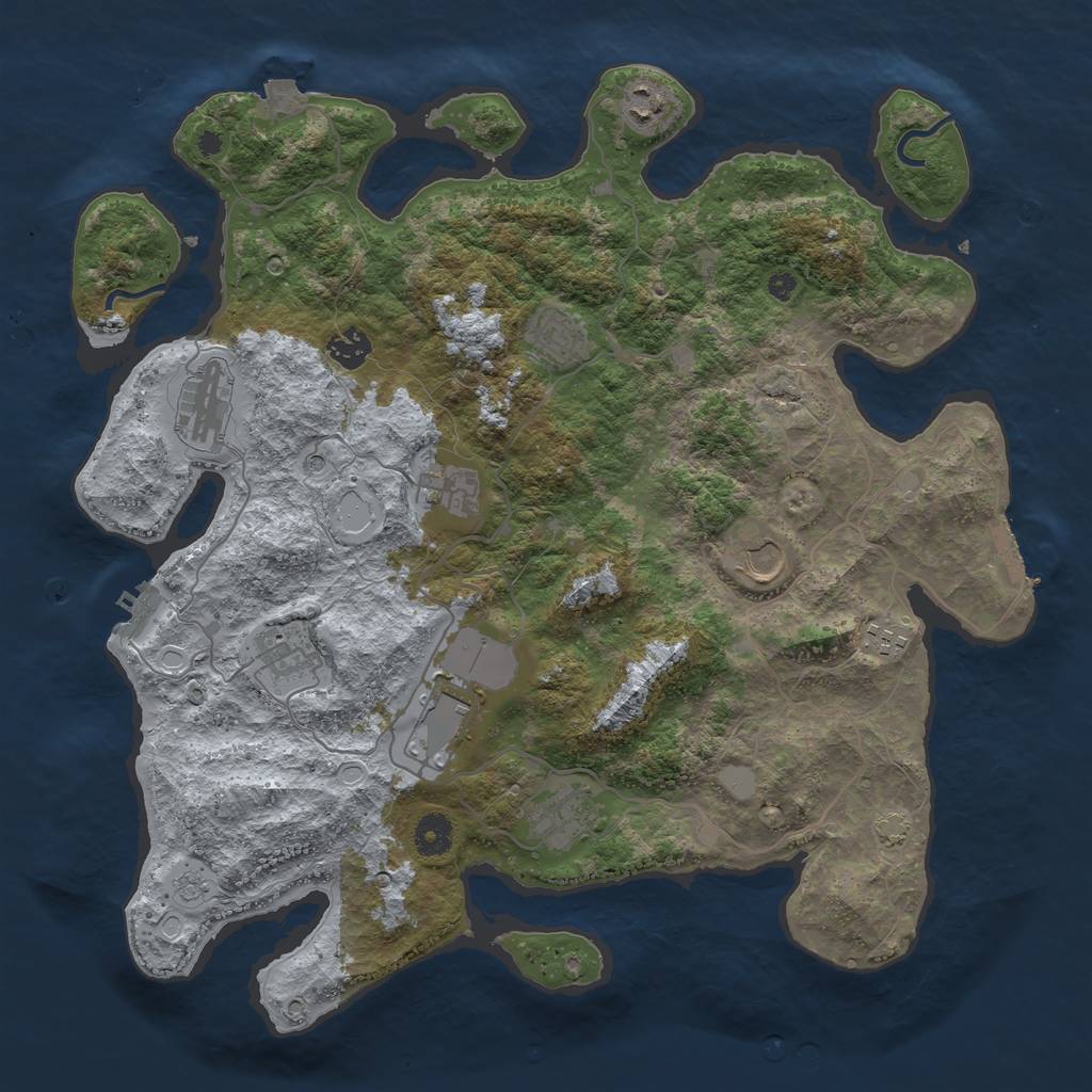 Rust Map: Procedural Map, Size: 4000, Seed: 518346769, 18 Monuments