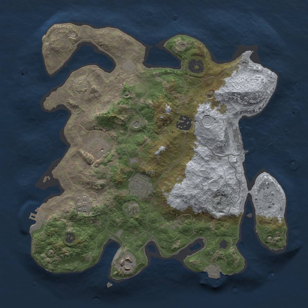 Rust Map: Procedural Map, Size: 3000, Seed: 154899521, 13 Monuments