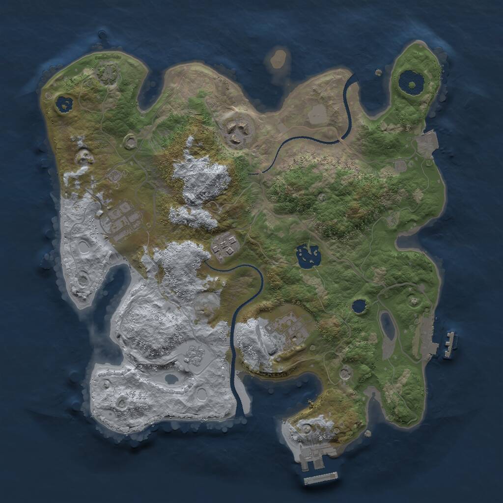 Rust Map: Procedural Map, Size: 3000, Seed: 1077151440, 11 Monuments