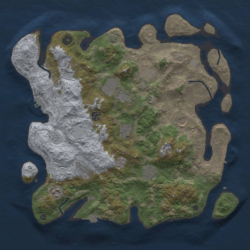 Rust Map: Procedural Map, Size: 3800, Seed: 42500, 18 Monuments