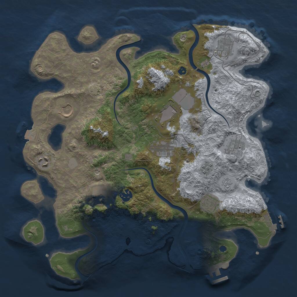 Rust Map: Procedural Map, Size: 3600, Seed: 252774634, 16 Monuments