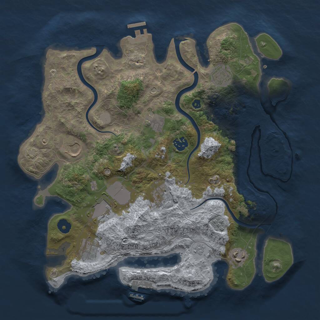 Rust Map: Procedural Map, Size: 3500, Seed: 268747631, 15 Monuments