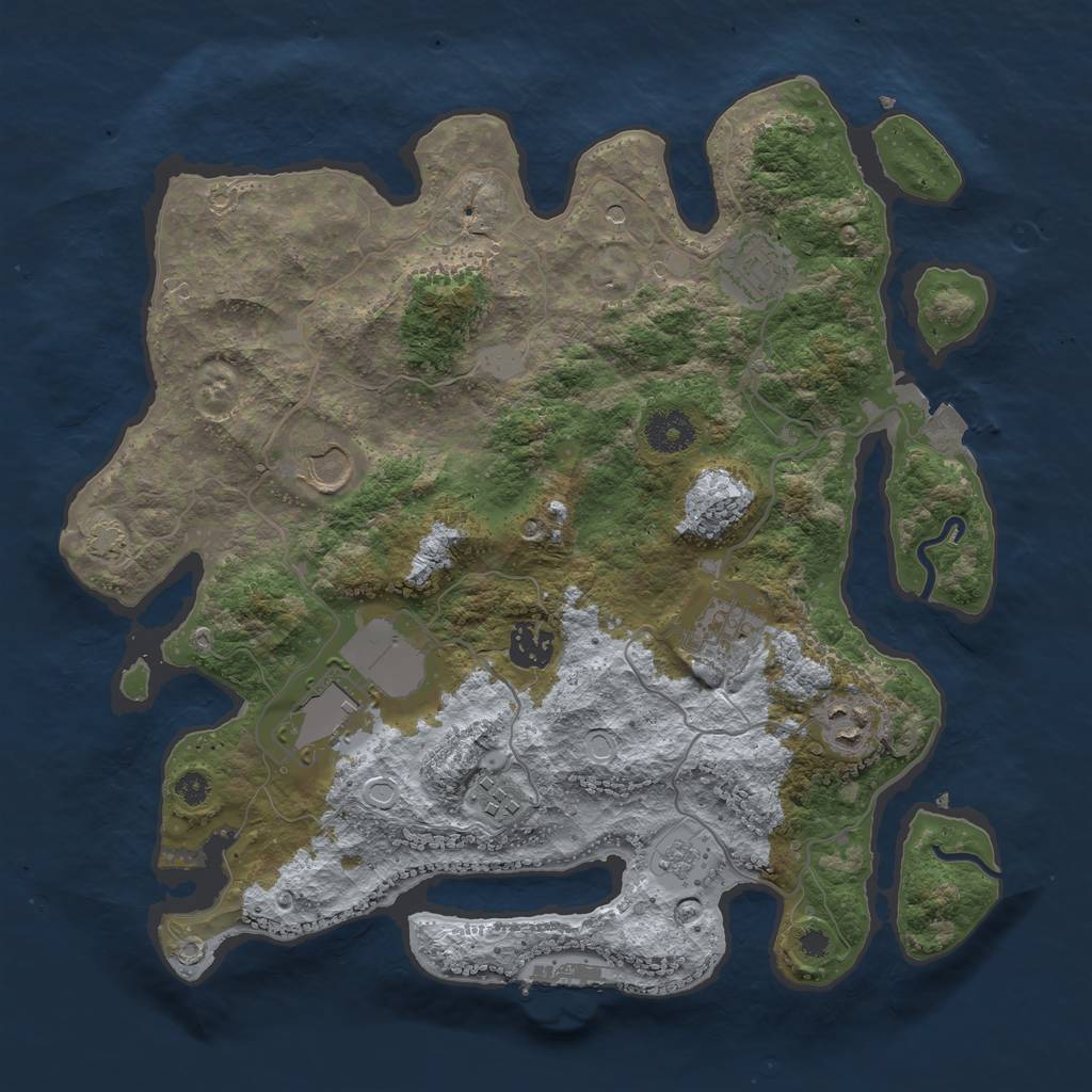 Rust Map: Procedural Map, Size: 3500, Seed: 268747631, 14 Monuments