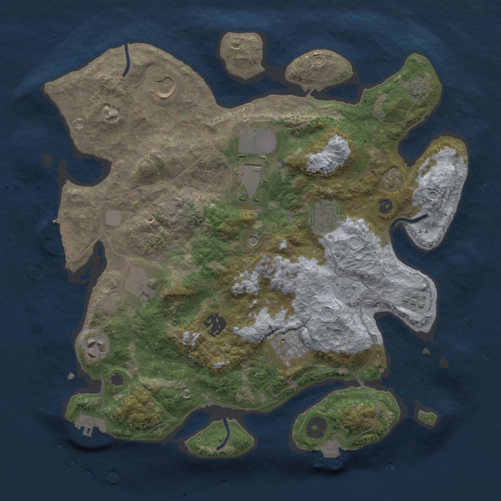 Rust Map: Procedural Map, Size: 3500, Seed: 92928341, 16 Monuments