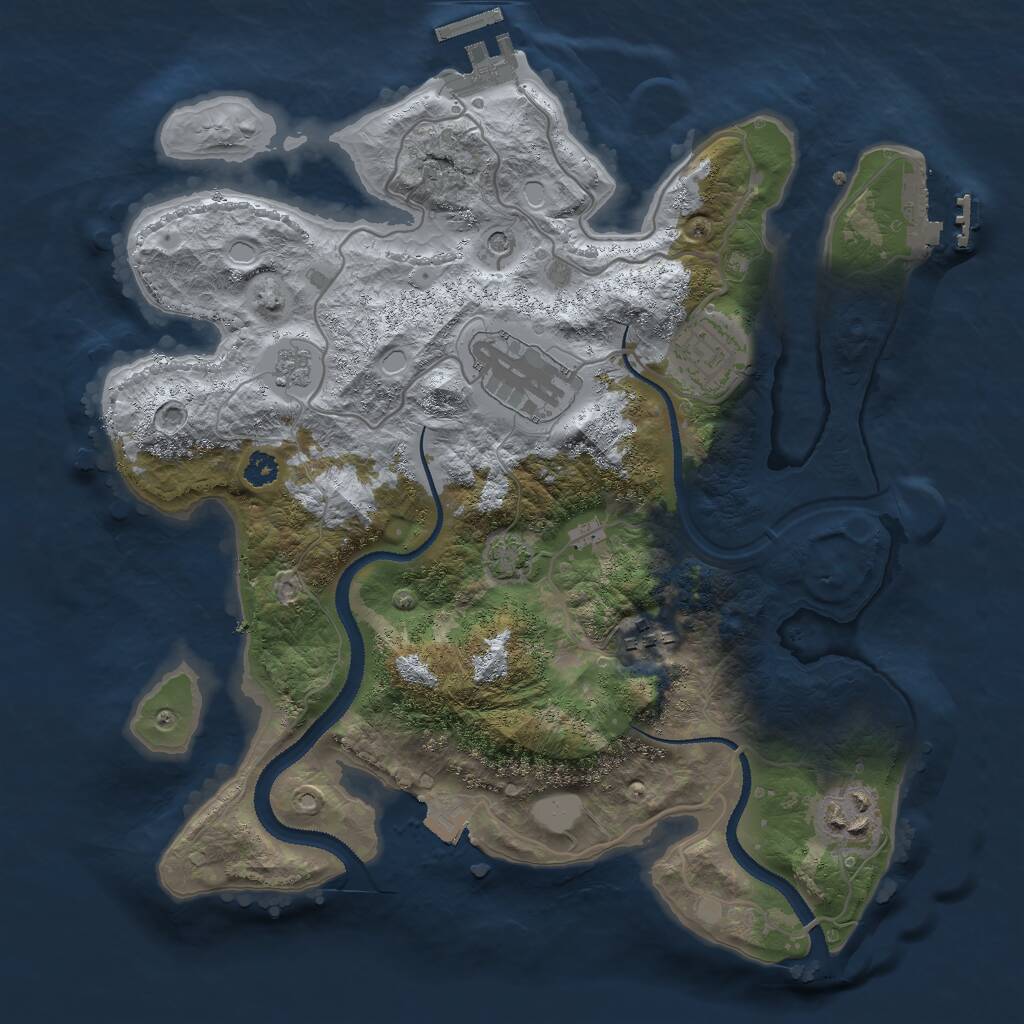 Rust Map: Procedural Map, Size: 3000, Seed: 21206, 10 Monuments