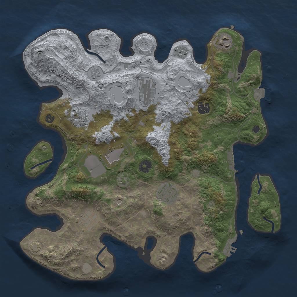 Rust Map: Procedural Map, Size: 3500, Seed: 795323554, 16 Monuments