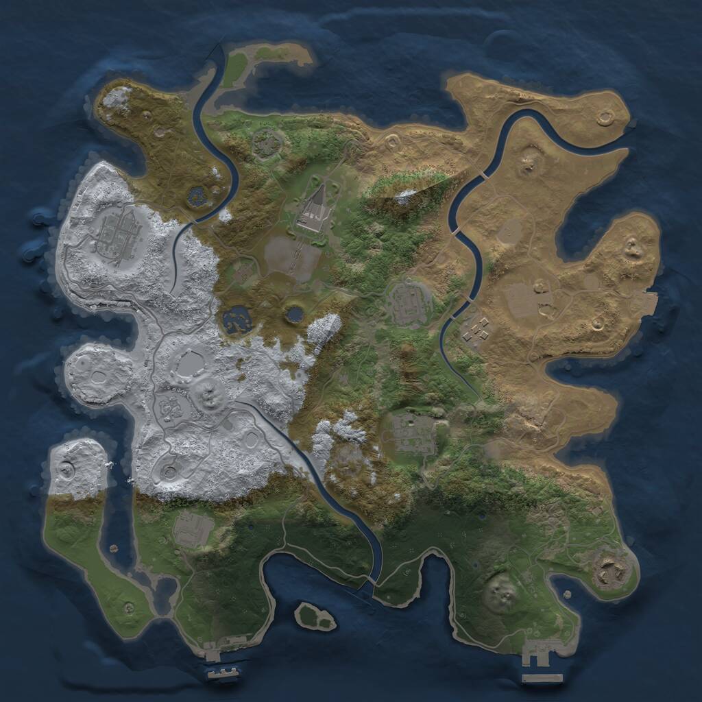 Rust Map: Procedural Map, Size: 3500, Seed: 805237552, 16 Monuments