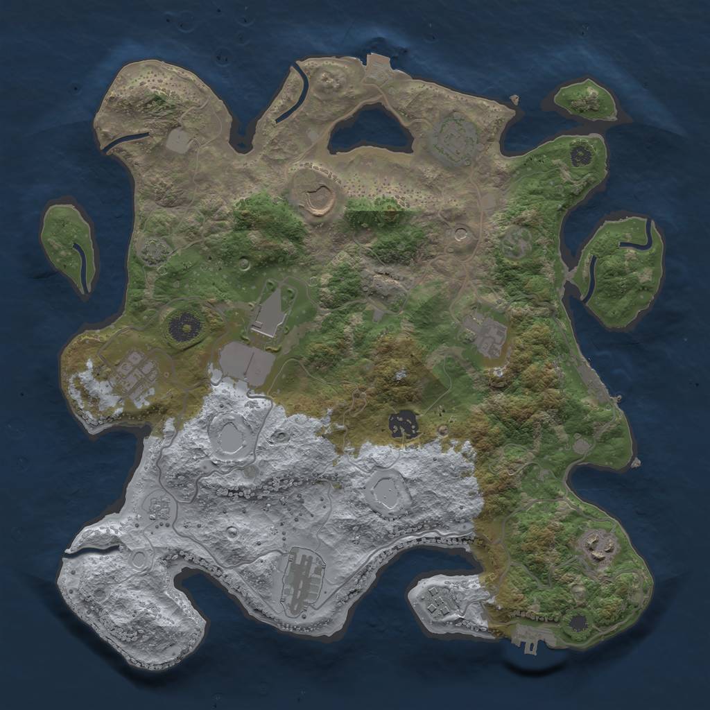 Rust Map: Procedural Map, Size: 3510, Seed: 2147483647, 17 Monuments