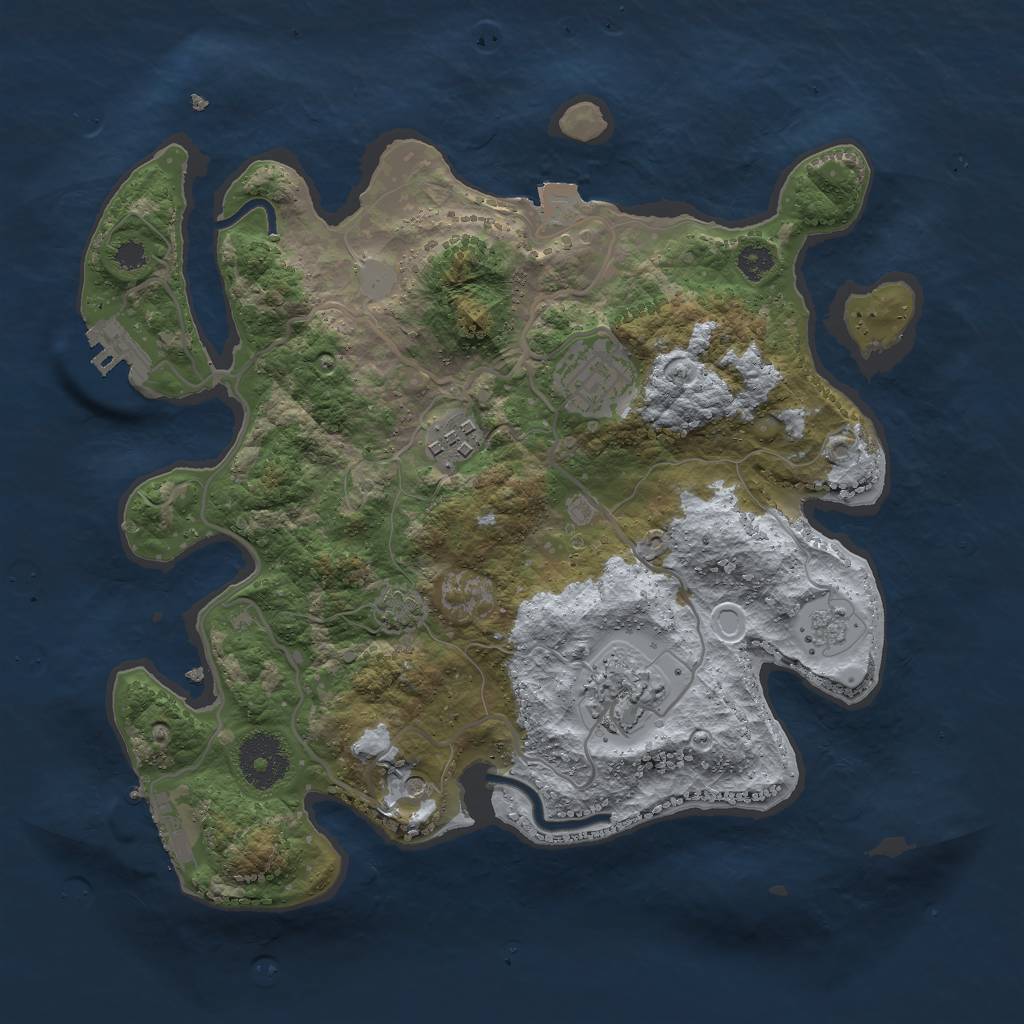 Rust Map: Procedural Map, Size: 3000, Seed: 403395575, 11 Monuments