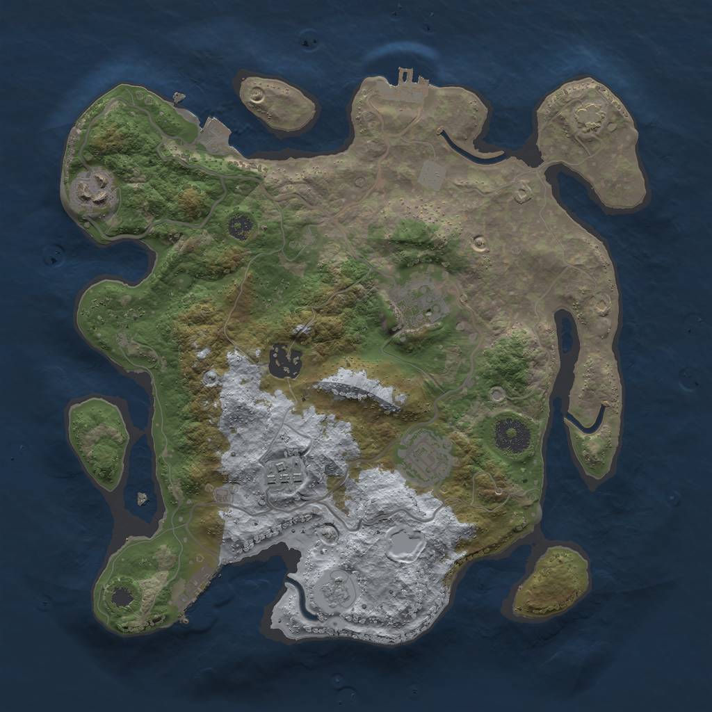 Rust Map: Procedural Map, Size: 3000, Seed: 83145, 12 Monuments