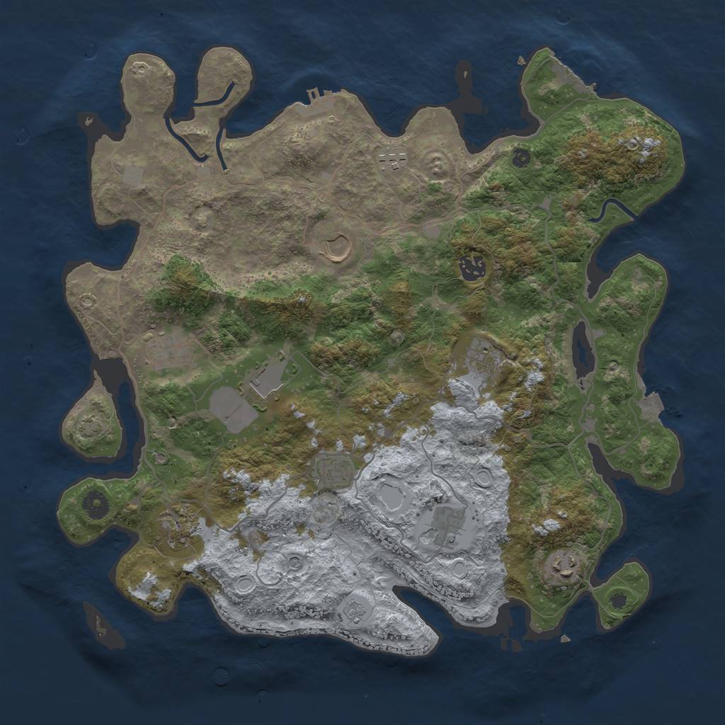 Rust Map: Procedural Map, Size: 4000, Seed: 602587466, 18 Monuments