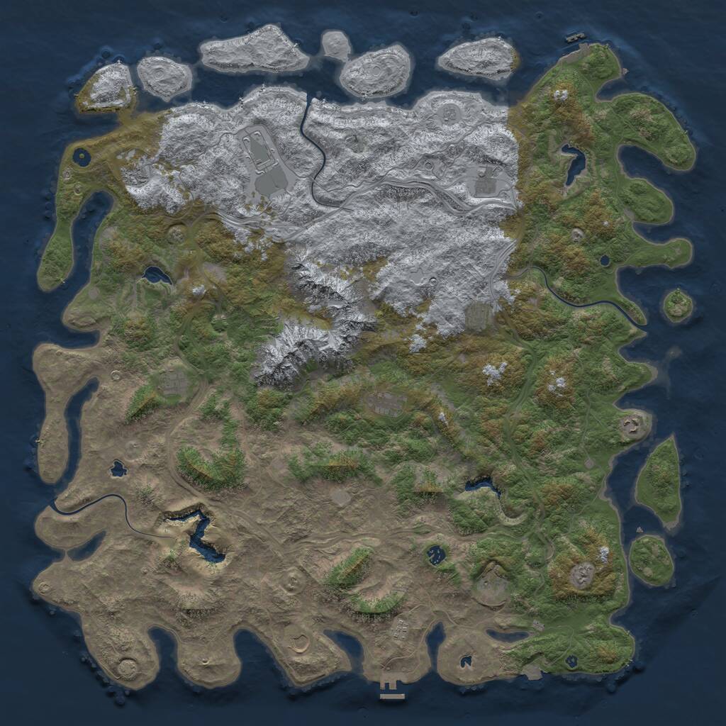 Rust Map: Procedural Map, Size: 6000, Seed: 2056619457, 17 Monuments