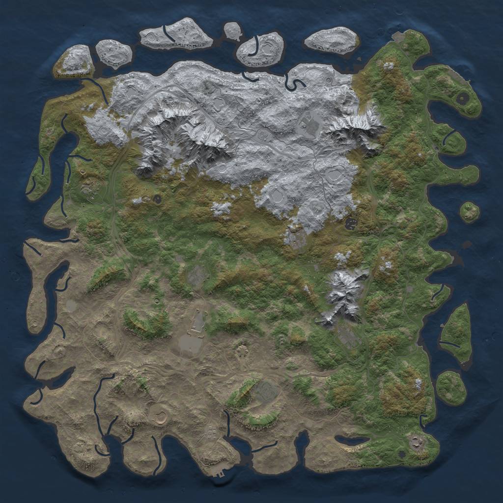 Rust Map: Procedural Map, Size: 6000, Seed: 2056619457, 19 Monuments